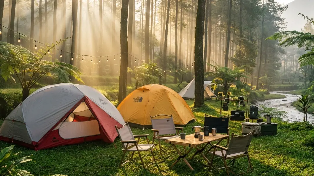 Tenda Premium Double Layer di Hutan Pinus Batu