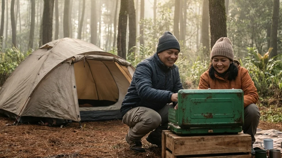 Tenda Camping Double Layer Set-up All-In di Batu Malang