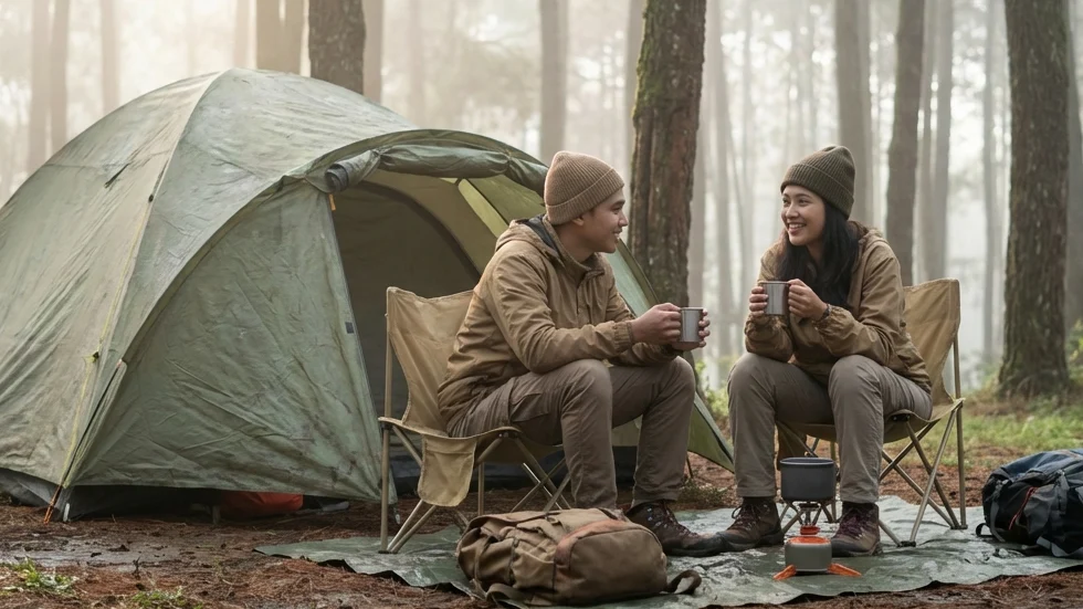 Tenda Double Layer yang Disiapkan di Batu Sunrise Camp