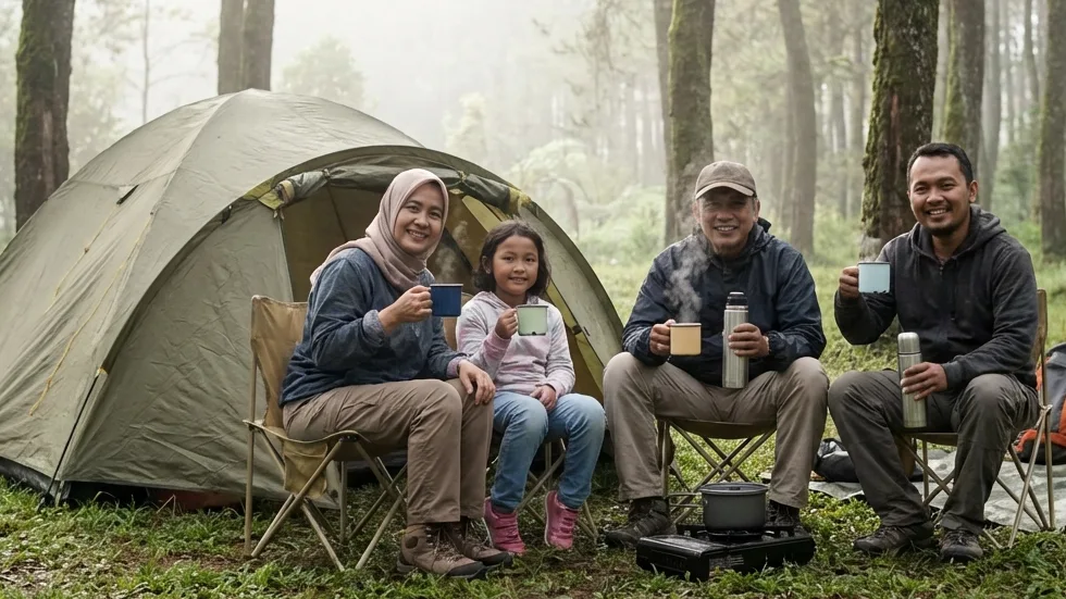 Tenda Camping Double Layer Set-up All-In di Batu Malang