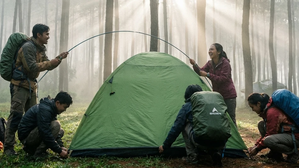 Aktivitas Memasak Ala Backpacker di Area Kemah Batu