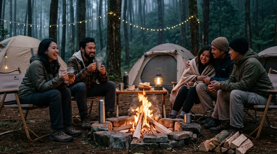 Aktivitas Camping Estetik di Hutan Pinus Batu