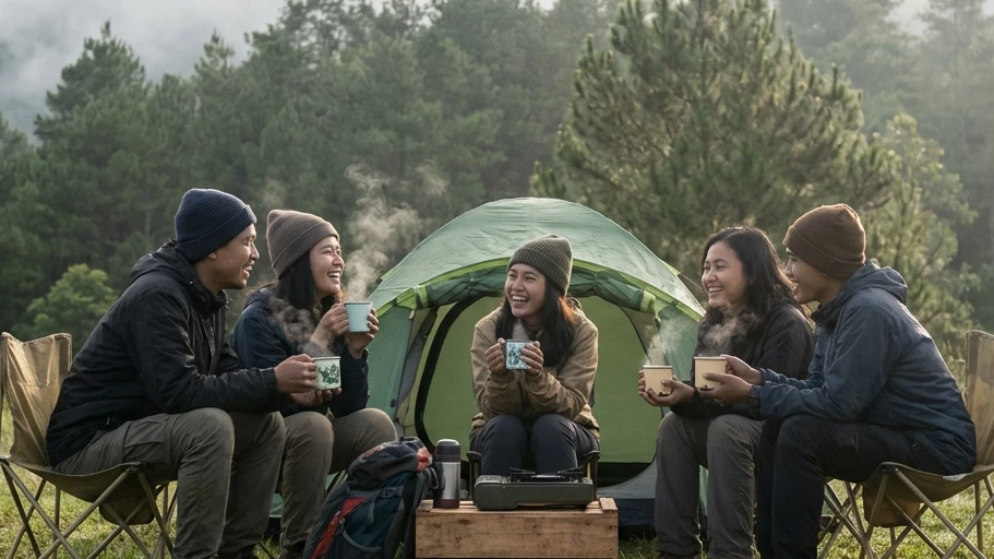 Tenda Camping Double Layer di Batu Malang