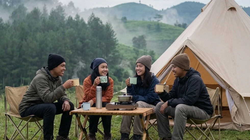 Tenda Camping Double Layer di Batu Malang