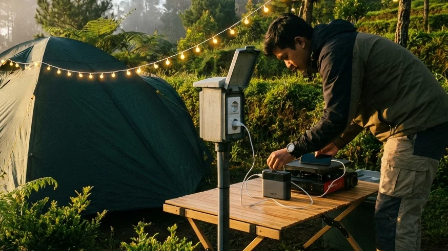 Tenda Double Layer yang Dilengkapi Colokan Listrik di Luarnya