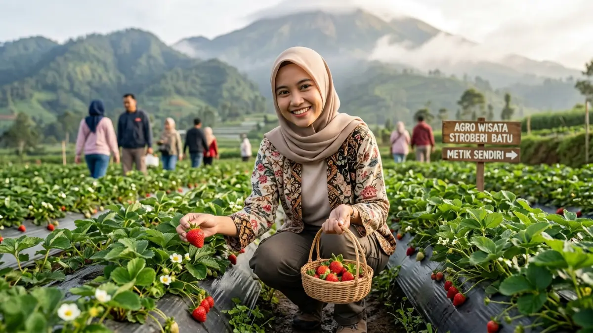 Cara Memetik Strawberry yang Benar di Kebun Batu