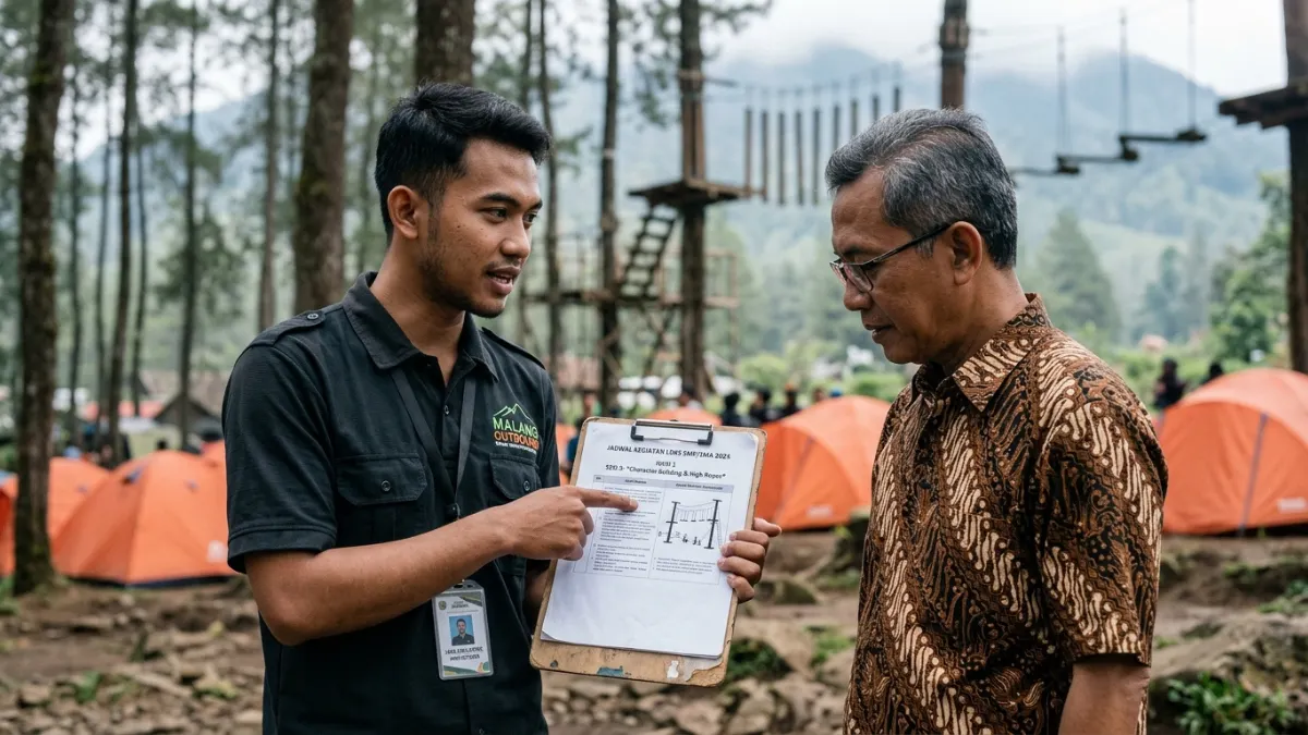 Diskusi materi outbound untuk siswa SMP dan SMK di Batu