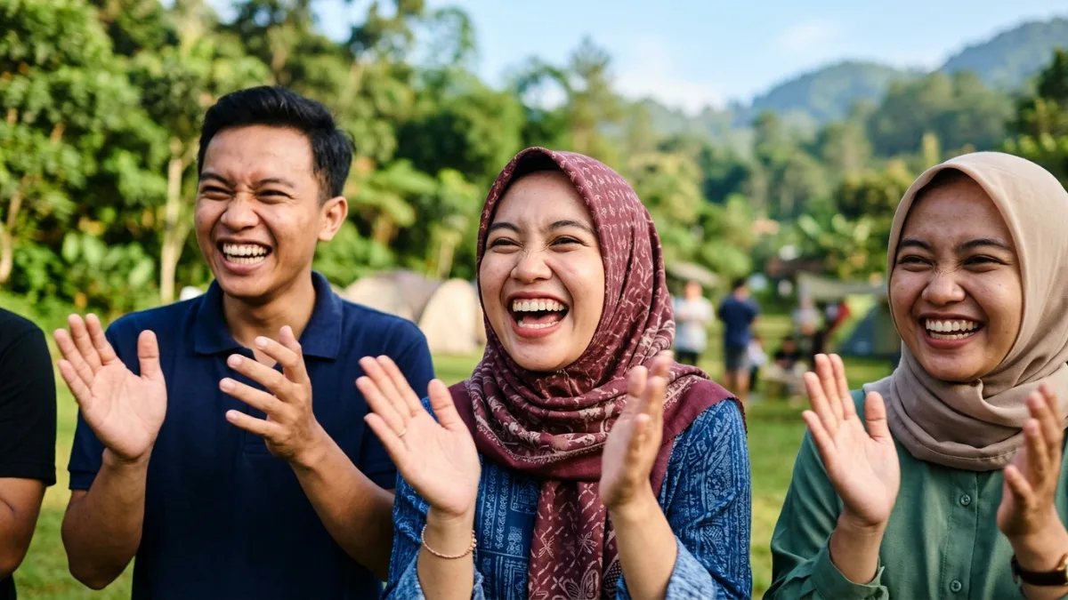 Tepuk tangan saat sesi ice breaking outbound