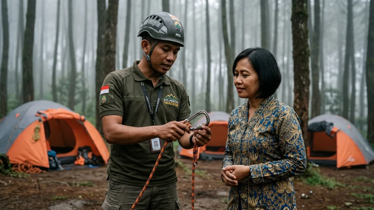 Inspeksi keamanan peralatan outbound LDKS di Batu Malang