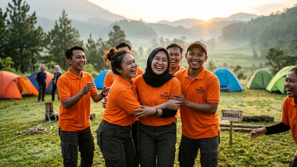 Keseruan Outbound Karyawan Camping
