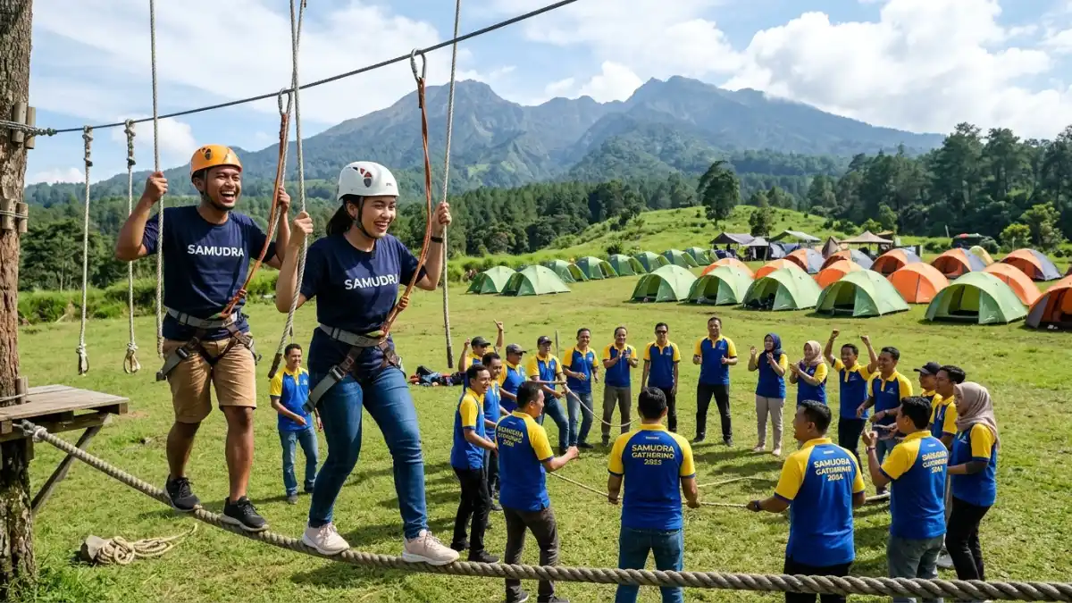 Kombinasi kegiatan gathering outbound dan camping
