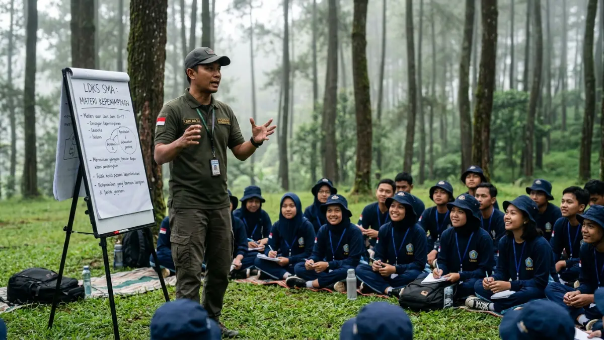 Materi kepemimpinan dalam outbound LDKS di Batu