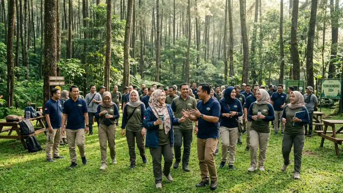 Lokasi outbound di Coban Rondo, Batu Malang