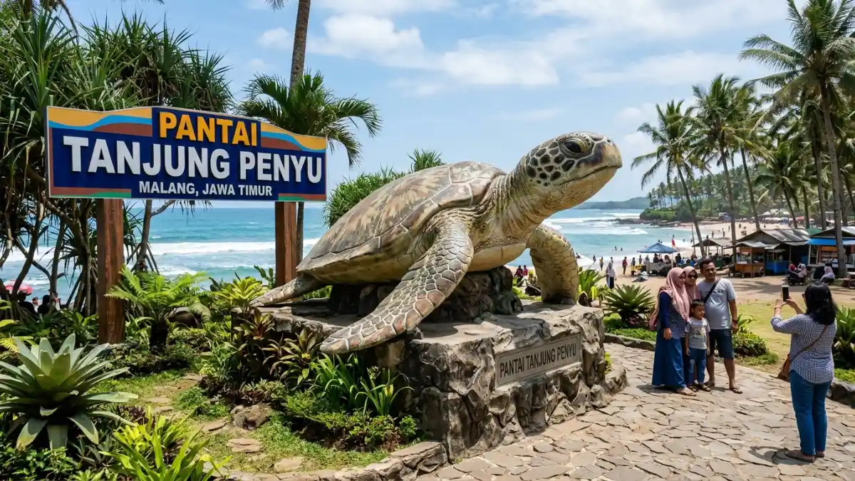 Patung Ikon Penyu Pantai Tanjung Penyu Malang