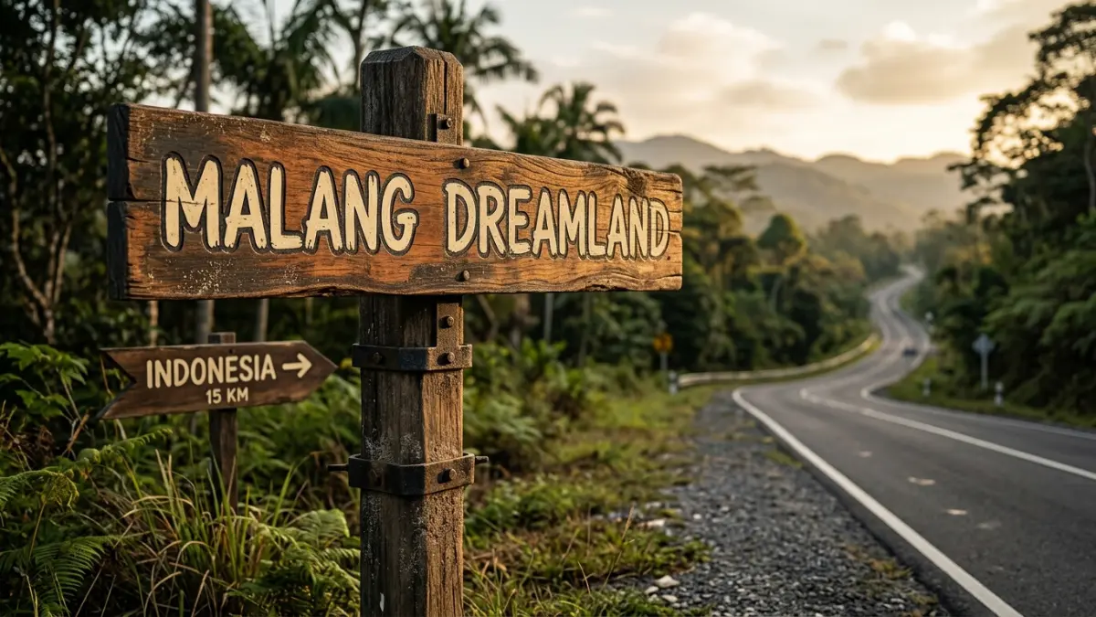 Rute Malang Dreamland Papan Petunjuk
