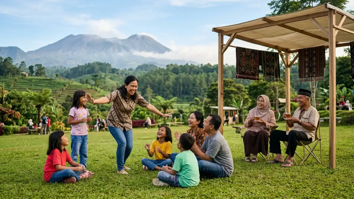 Suasana kegiatan outbound untuk family gathering