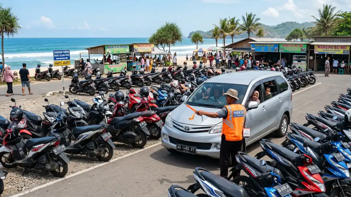Suasana Area Parkir Pantai Tanjung Penyu