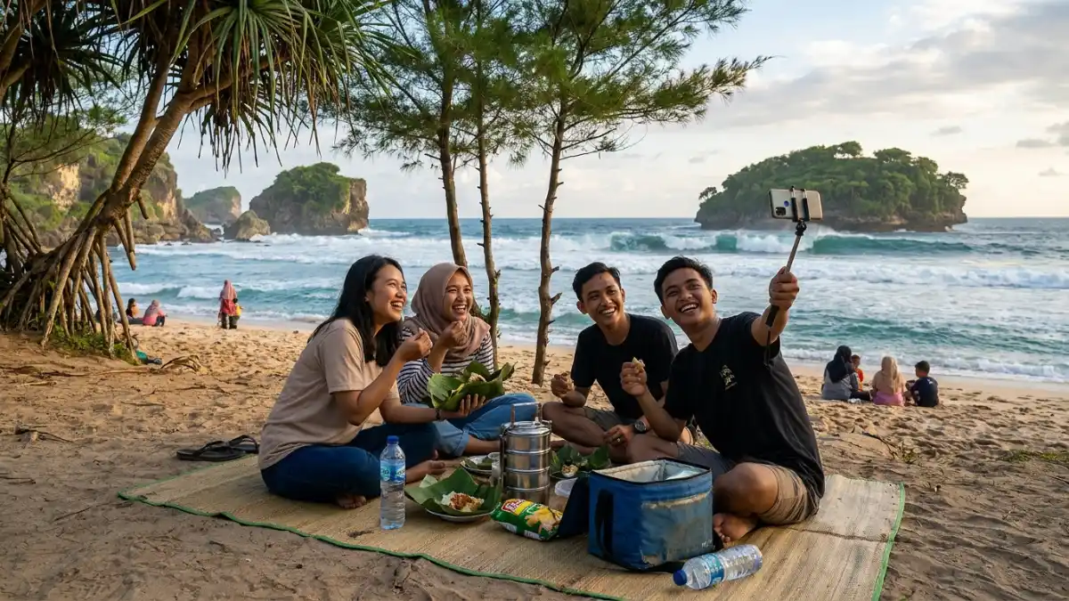 Wisatawan Lokal di Pantai Malang Selatan